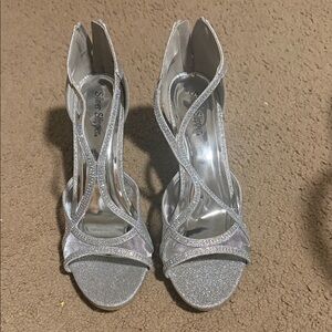 Silver Strappy Heels by Silver Style